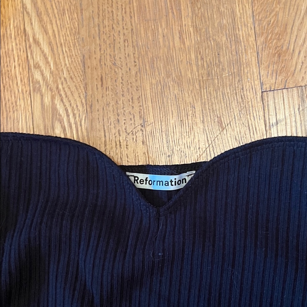 Reformation Black October Ribbed Long Sleeve Top - Picture 6 of 8